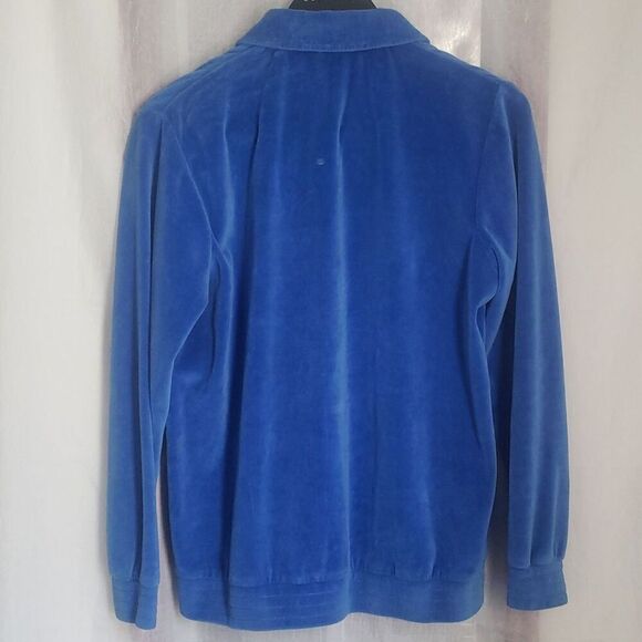 Rebecca Malone Velour Jacket Size S Blue Long Sleeve Front Pockets Zip Up - Picture 7 of 9